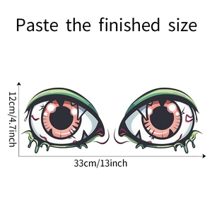 Detailed dimensions of Halloween monster eye stickers for bathroom toilet decoration