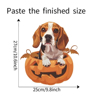 Detailed size specifications for the puppy and Halloween pumpkin waterproof toilet sticker