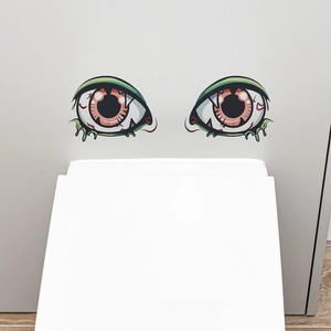 Scary cartoon monster eyes waterproof PVC wall stickers for Halloween bathroom decor