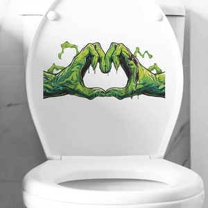 Halloween Zombie Hands Heart Toilet Sticker Waterproof PVC Removable Wall Decal Horror Creepy Bathroom Home Decor Decal
