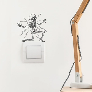 Adesivo murale scheletro con fulmini per decorazione interruttore di Halloween