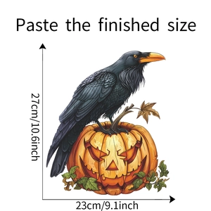 Detailed view of Halloween crow on pumpkin toilet sticker with 27x23cm dimensions