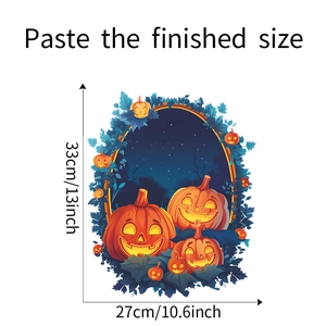 Tableau des tailles pour sticker citrouille d'Halloween, dimensions 33cm x 27cm