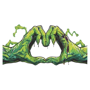 Halloween zombie green hands making heart shape wall decal for bathroom decoration
