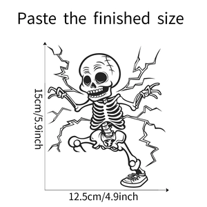 Guida dettagliata alle dimensioni con altezza di 15 cm per adesivo teschio cartoon