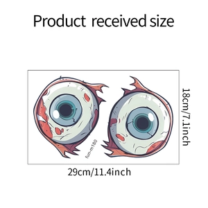 Detailed dimensions of Halloween bloodshot eyeball stickers for bathroom decor
