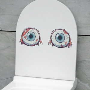 Spooky bloodshot cartoon eyeballs toilet lid sticker for Halloween bathroom decoration