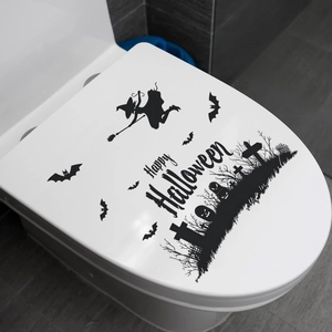 Halloween witch and bat silhouette toilet stickers for bathroom festive decoration