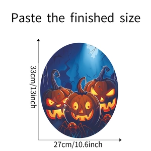 Tableau des tailles pour stickers toilettes citrouilles Halloween en 33x27cm