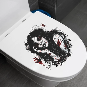 Halloween bloody female ghost decal for toilet cover decoration in bathroom