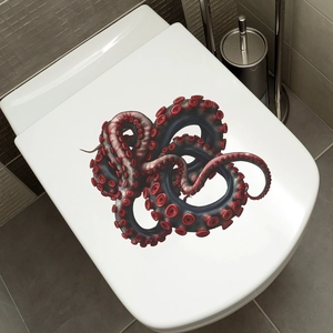 3D realistic octopus tentacle wall sticker for creative bathroom toilet lid decoration