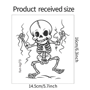 Dimensioni dettagliate dell'adesivo da parete teschio, misura del prodotto 16 cm x 14,5 cm