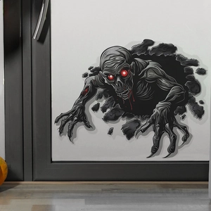 3D Halloween Zombie Wall Sticker Horror Breaking Wall Monster Removable PVC Decal For Living Room Bedroom Party Home Decor