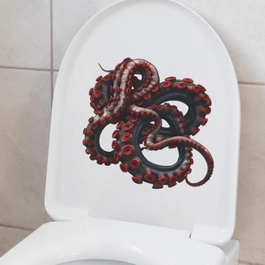 3D realistic octopus tentacle wall sticker for creative bathroom toilet lid decoration
