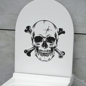 Halloween skull and crossbones toilet lid sticker decoration for bathroom home decor