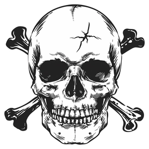 Black and white gothic skull and crossbones toilet sticker for bathroom decor