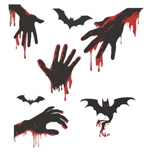 Adesivi di Halloween con impronte insanguinate e pipistrelli per bagno e toilette