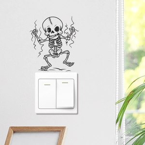 Adesivo per interruttore con scheletro a fumetto per decorazioni murali di Halloween