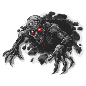 3D Halloween wall decal featuring a scary zombie breaking through a wall background