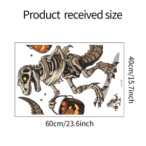 Cartoon skeleton dinosaur Halloween wall sticker size guide 60cm x 40cm dimensions