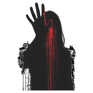Sticker mural femme sans visage effrayante avec mains sanglantes pour Halloween