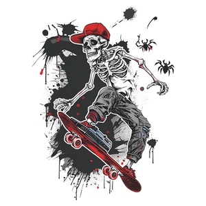 Skateboarding skeleton wall sticker with street style graffiti for home decoration