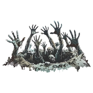 Halloween wall sticker featuring zombie hands rising from ground for home decor