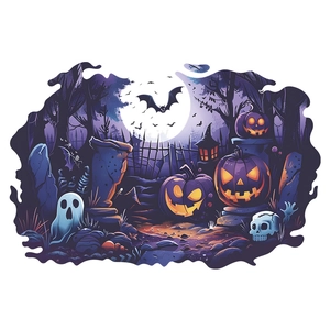 Halloween decorative wall stickers featuring festive pumpkins, ghosts, and bats