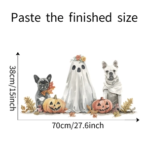 Detailansicht der Halloween Geisterhund-Wandtattoo mit Größenangaben 38x70cm