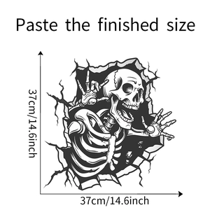 Detailed size chart for Halloween broken wall skull wall sticker in 37x37cm dimensions