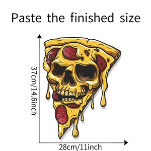 Skull pizza face wall sticker decal measuring 37cm by 28cm for home decor