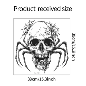 Detail showing skull and spider web wall sticker design with size 39cm by 39cm
