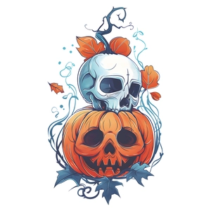 Creative Halloween pumpkin skull wall sticker with colorful vines for bedroom and fridge decoration