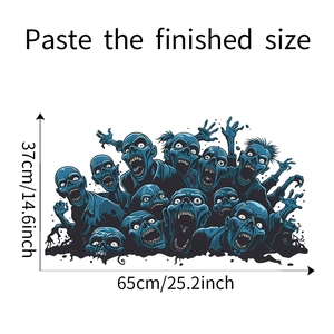 Halloween zombie wall sticker dimensions 65x37cm featuring scary monster graphics