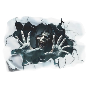 Adesivo murale 3D Halloween con mostro spaventoso che rompe un muro bianco decorazione casa