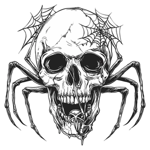Halloween skull spider web wall sticker, gothic black and white decal for home decoration
