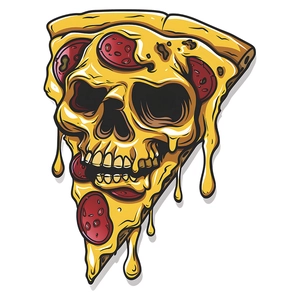 Creative Halloween pizza skull wall sticker for home kitchen and living room decor