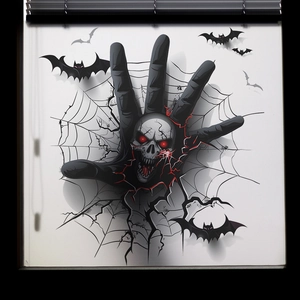 Halloween 3D Wall Sticker Horror Skeleton Hand Red Eye Skull Bat Spider Web PVC Removable Decal For Living Room Window Decor