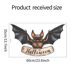 Detailed size chart for Halloween cartoon bat wall sticker measuring 60x35cm