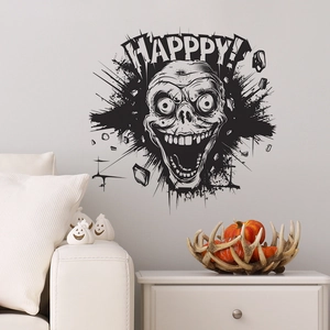 Halloween Skull Wall Sticker with HAPPY text for creative home window and door decor