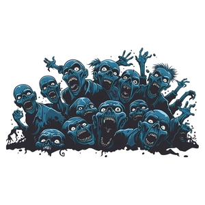 Deep blue scary zombie wall decals for Halloween bedroom decoration with splatter effects