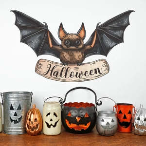 Halloween Cartoon Bat Wall Sticker PVC Removable Decal For Living Room Bedroom Party Home Decoration Accessories Festive Theme