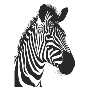 Minimalist black and white zebra head silhouette wall sticker and window decal decor