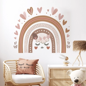 Morandi rainbow and alpaca wall decals for kids bedroom nursery wall decoration