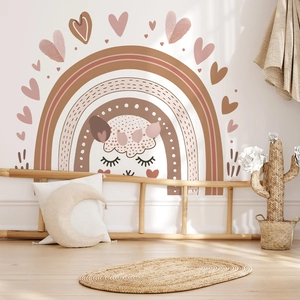 Morandi rainbow sheep wall sticker for nursery bedroom wall decor in warm earth tones