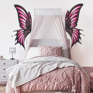 Pink butterfly wings wall decor for children's bedroom background aesthetic