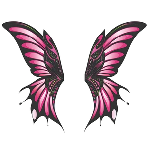 Creative pink and black butterfly wings wall stickers for kids room background decor