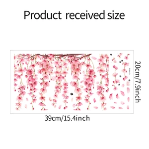 Detailed sheet of cherry blossom window stickers with 39x20cm size dimensions