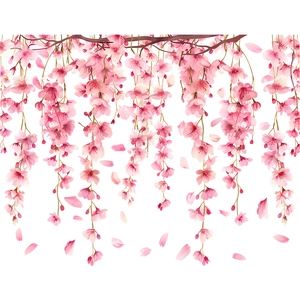 Pink peach blossom window cling decals for home decoration with floral tree branches