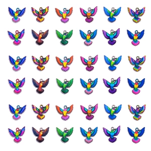 Colgantes de Colibrí de Aleación de Zinc con Esmalte Colorido para Accesorios de Fabricación de Joyas DIY Amuletos de Pájaro para Collar Llavero